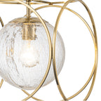 11.5 in. 1-Light Modern Copper Metal Pendant Light with Clear Crackle Globe Glass Shade for Kitchen Island, Dining Room
