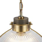 1-Light Industrial Brass Metal Dome Pendant Light with Clear Glass Shade for Kitchen Island, Dining Room