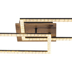 2-Light 40.55 in. Modern Black and Wood Dimmable Integrated LED Flush Mount Ceiling Light