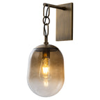 7.09 in. 1-Light Antique Metal Wall Sconce with Oval Gradient Color Glass Shade for Bedroom, Bathroom, Hallway