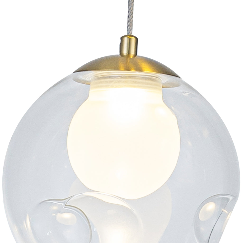 5-Light Modern Gold Metal LED Chandelier Pendant Light with Clear Globe Shades for Entryway, Living Room