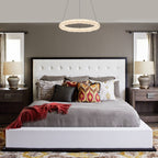 1-Light Modern Gold Metal Ring Crystal Integrated LED Pendant Light Dimmable Chandelier for Dining Room