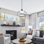10-Watt 1-Light Modern Dimmable Integrated LED Pendant Light with Drum Shade for Kitchen Island