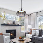 10-Watt 1-Light Modern Dimmable Integrated LED Pendant Light with Drum Shade for Kitchen Island