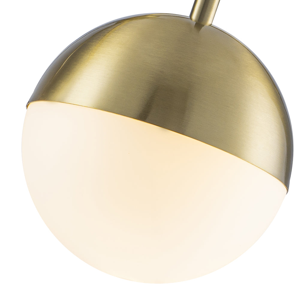 27.4 in. 7-Light Modern Brass Metal Globe Chandelier Hanging Light with White Glass Shades for Living Room
