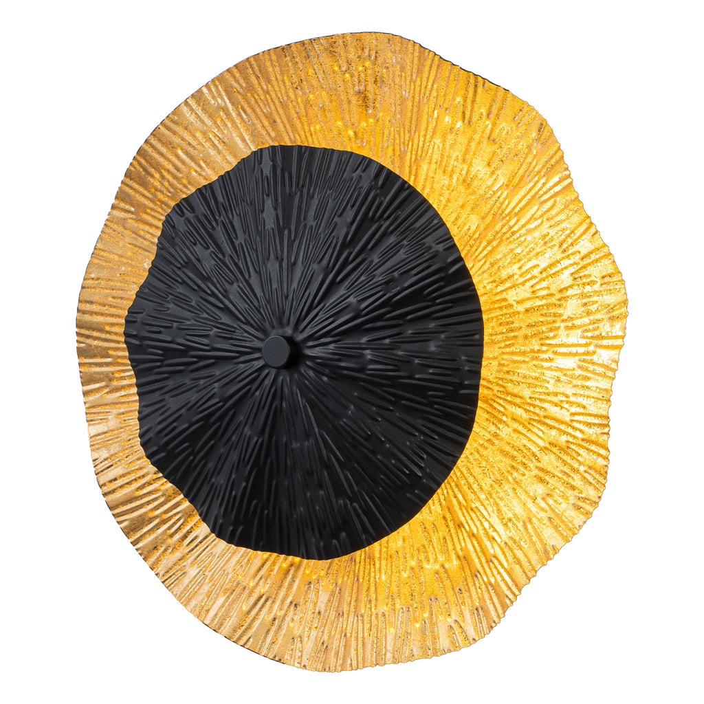 11.41 in. 13-Watt Matte Black and Gold Foil Round Dimmable Integrated LED Wall Sconce for Corridor