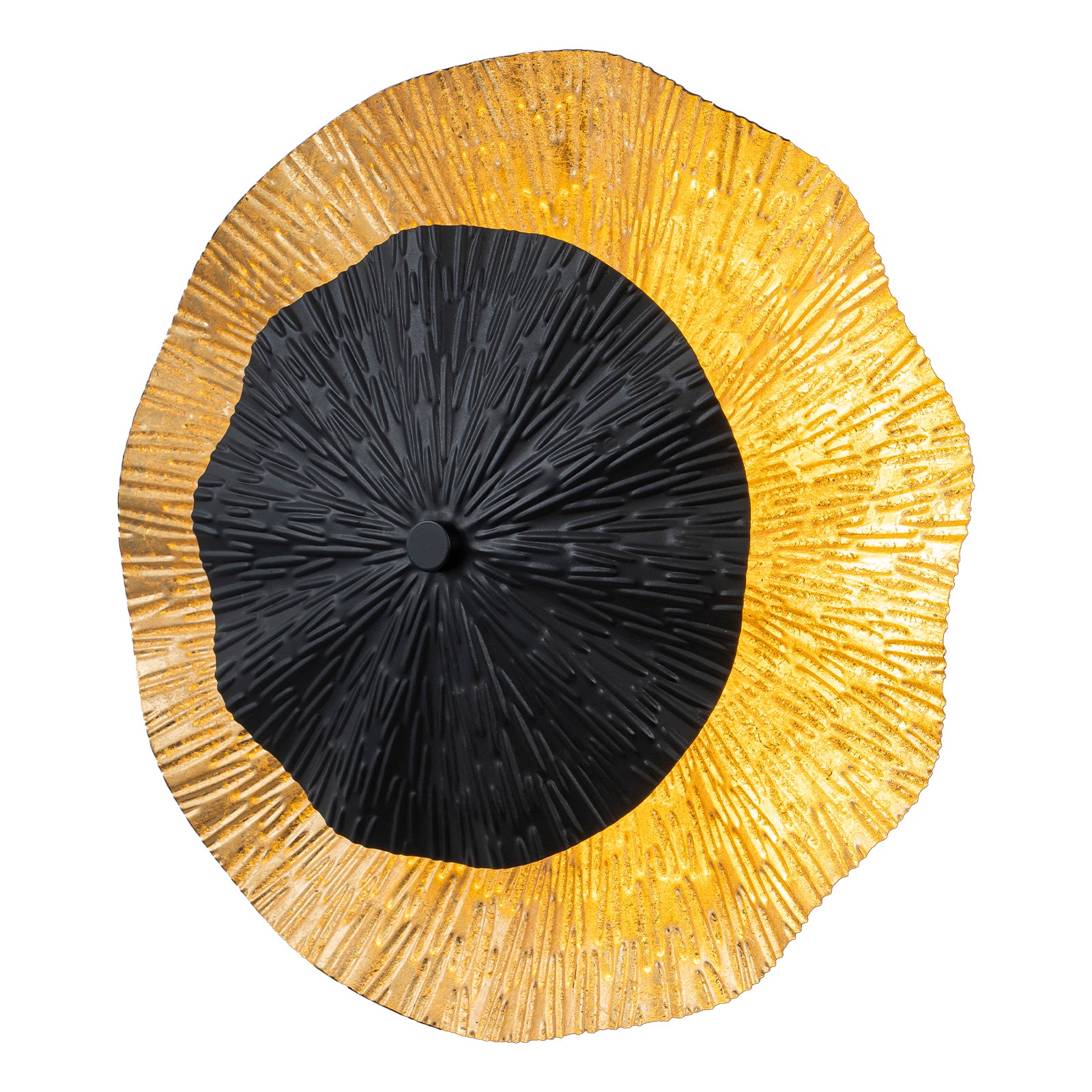 11.41 in. 13-Watt Matte Black and Gold Foil Round Dimmable Integrated LED Wall Sconce for Corridor