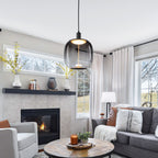 10-Watt 1-Light Modern Dimmable Integrated LED Pendant Light with Drum Shade for Kitchen Island