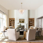 24 in. 13-Light Modern Gold Square Tiered Chandelier with Textured Clear Glass Petal Shades for Living Room