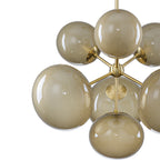 4/7-Light Mid-Century Modern Gold Cluster Chandelier with Coffee Globe Glass Shades