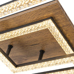 2-Light 40.55 in. Modern Black and Wood Dimmable Integrated LED Flush Mount Ceiling Light
