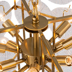 24 in. 13-Light Modern Gold Square Tiered Chandelier with Textured Clear Glass Petal Shades for Living Room