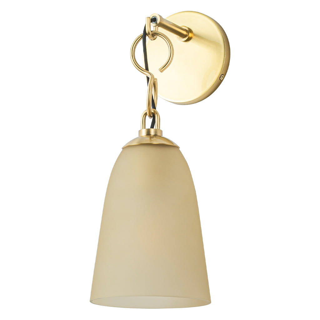 6 in. 1-Light Modern Brass Wall Sconce with Bell Frosted Glass Shade for Bedroom, Living Room, Hallway