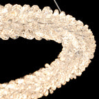 1-Light Modern Gold Metal Ring Crystal Integrated LED Pendant Light Dimmable Chandelier for Dining Room