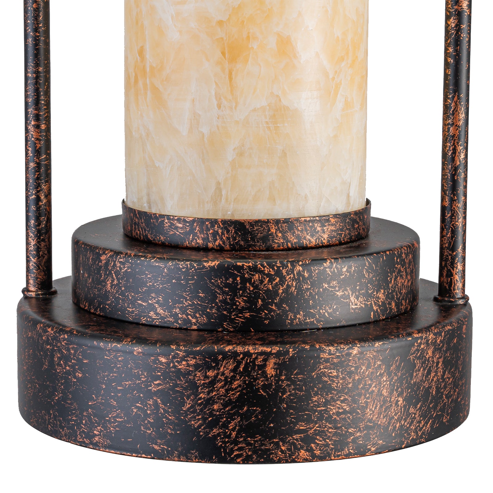 6.69 in. 1-Light Vintage Industrial U-Shaped Iron Pendant Light with Natural Onyx Shade