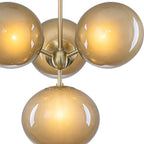 4/7-Light Mid-Century Modern Gold Cluster Chandelier with Coffee Globe Glass Shades