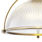 1-Light Industrial Brass Metal Dome Pendant Light with Clear Glass Shade for Kitchen Island, Dining Room