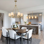 28.94 in. 4-Light Modern Copper Metal Linear Chandelier Island Pendant Light with Cylinder Glass Shades for Dining Room