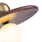 25-Watt 1-Light Modern Gold and Wood Pendant Light with White Globe Glass Shade for Bedroom