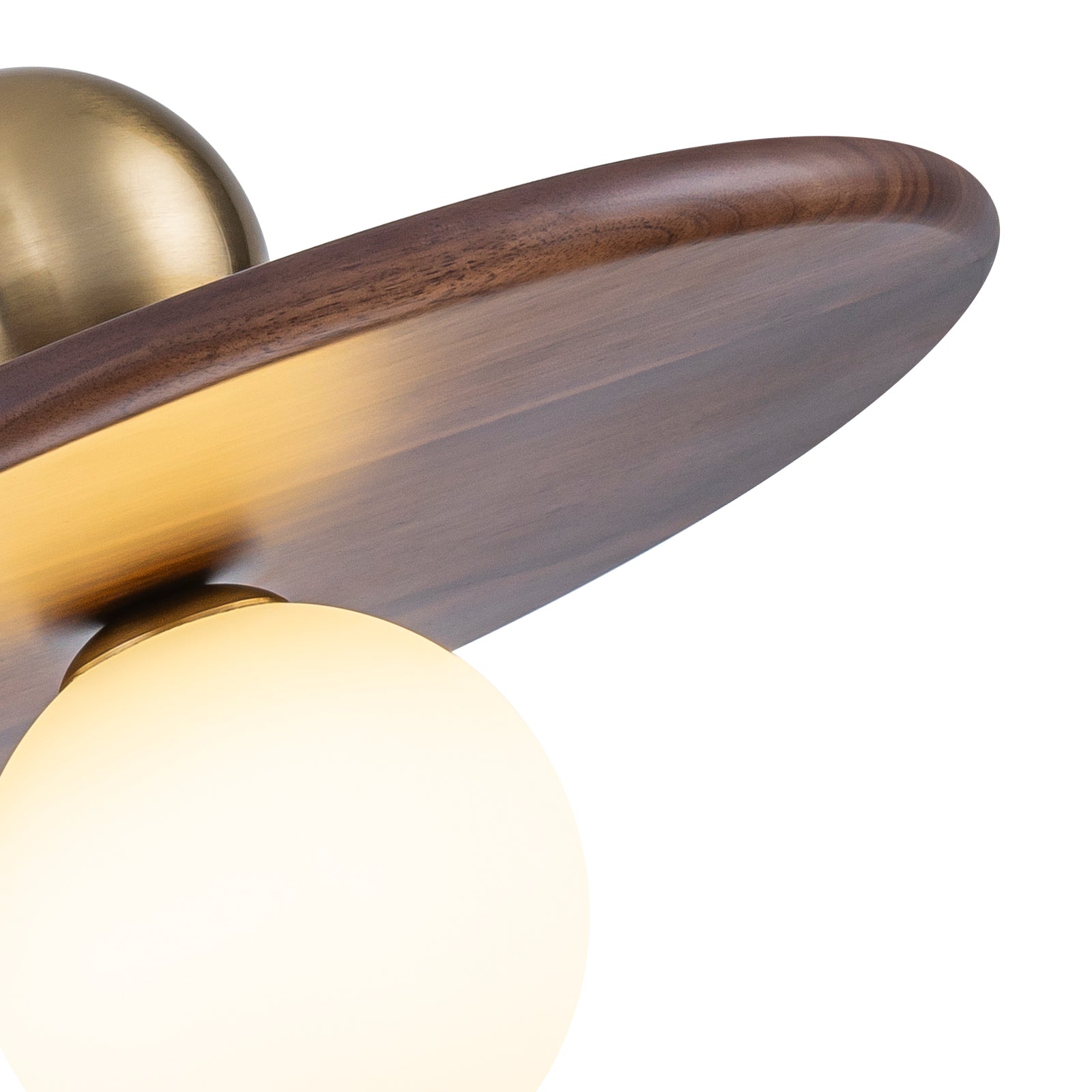 25-Watt 1-Light Modern Gold and Wood Pendant Light with White Globe Glass Shade for Bedroom