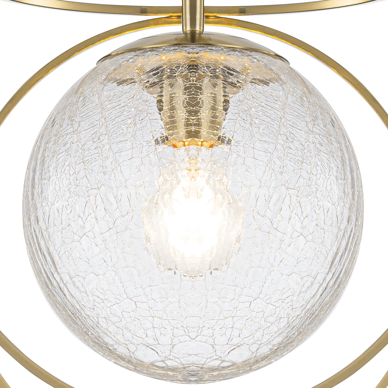 11.5 in. 1-Light Modern Copper Metal Pendant Light with Clear Crackle Globe Glass Shade for Kitchen Island, Dining Room
