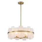 20.47 in. 5-Lights Modern Brass Metal Round Chandelier with Cloud Texture Glass for Dining Room