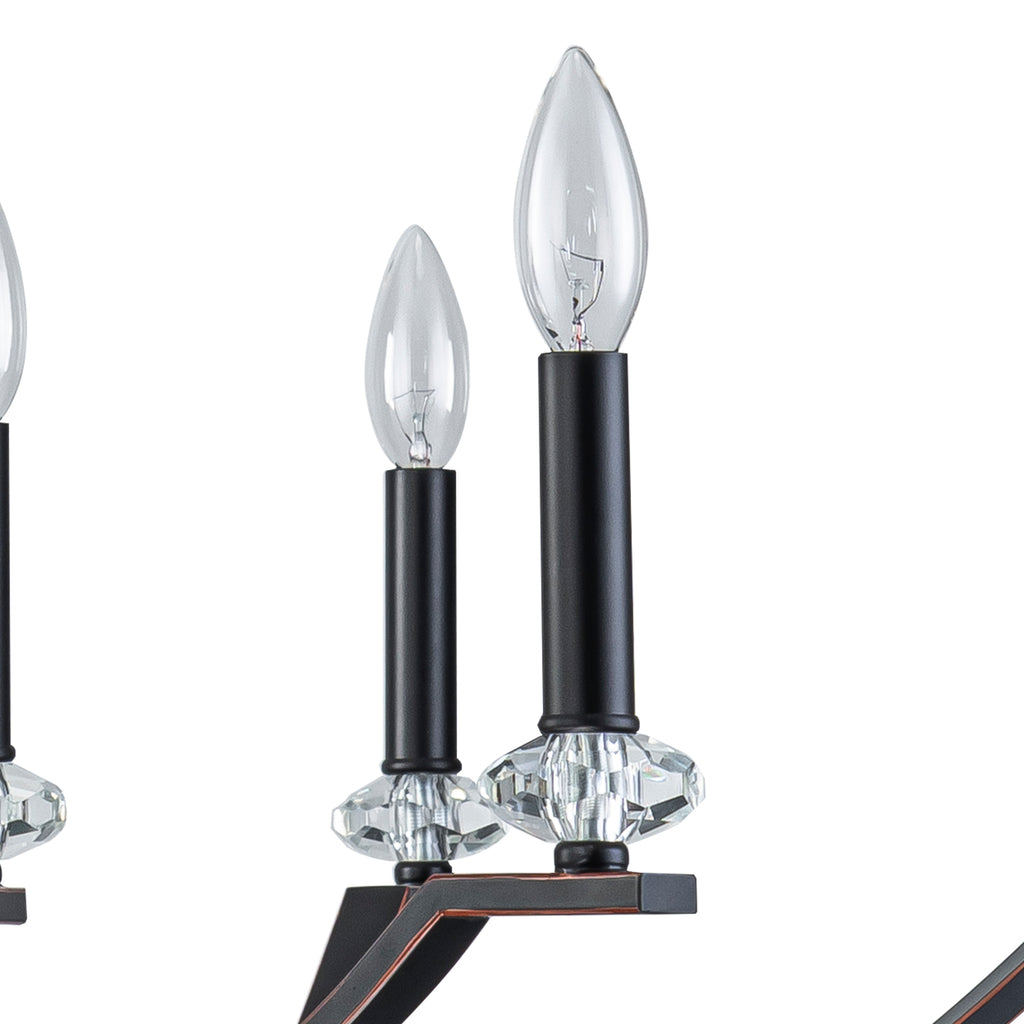 41 in. 8-Light Matte Black Traditional Candlestick Chandelier Modern Linear Candle Pendant Light