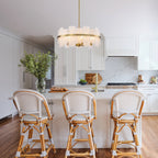 20.47 in. 5-Lights Modern Brass Metal Round Chandelier with Cloud Texture Glass for Dining Room