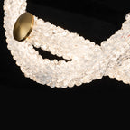 2-Light Modern Luxury Gold Ring & Bar Dimmable Integrated LED Chandelier Pendant Light with Crystal for Dining Room