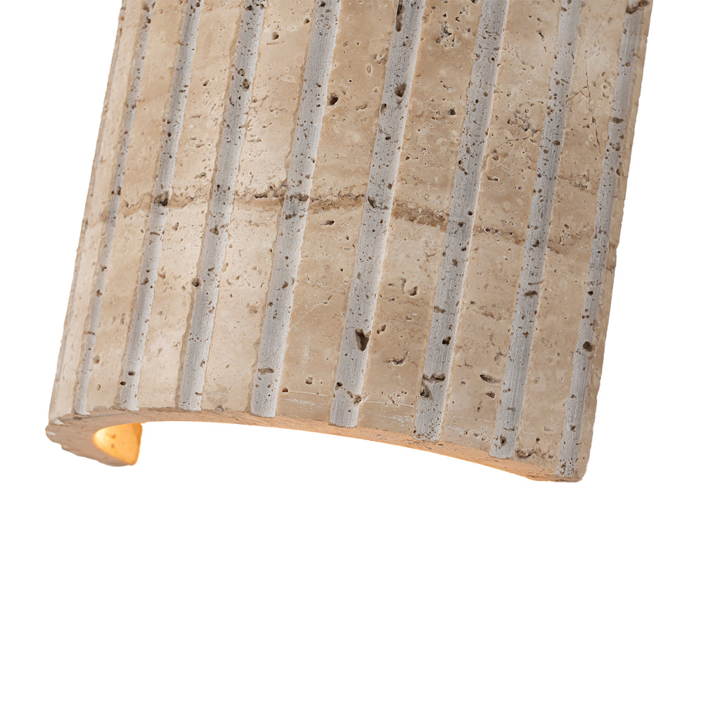 5.11 in. 1-Light Modern Semi-Cylinder Dimmable Travertine Integrated LED Wall Sconce Light for Bedroom Stair