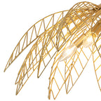 26 in. 4-Light Modern Luxury Gold Bowl Semi-Flush Mount Ceiling Light with Metal Leaf Shade