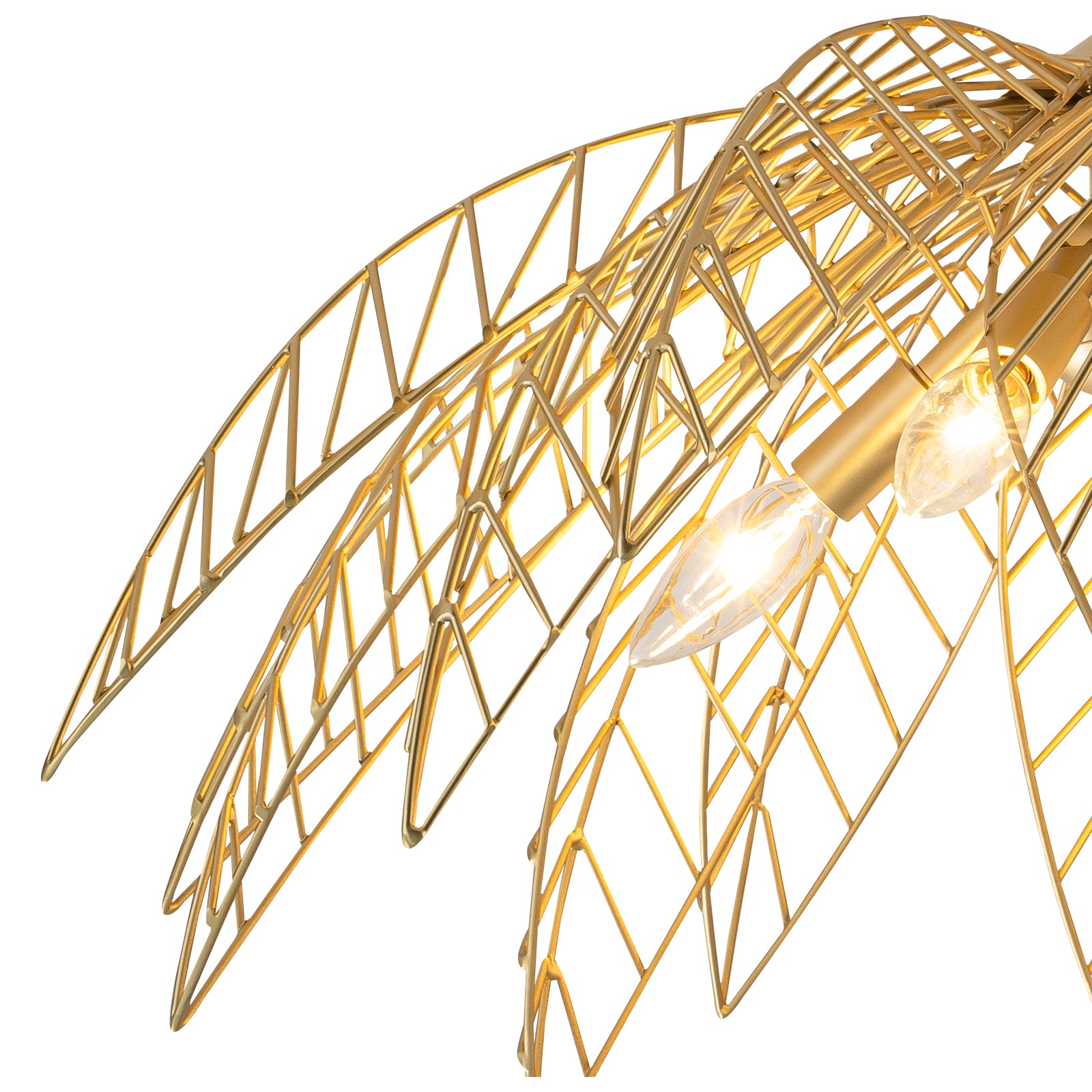26 in. 4-Light Modern Luxury Gold Bowl Semi-Flush Mount Ceiling Light with Metal Leaf Shade