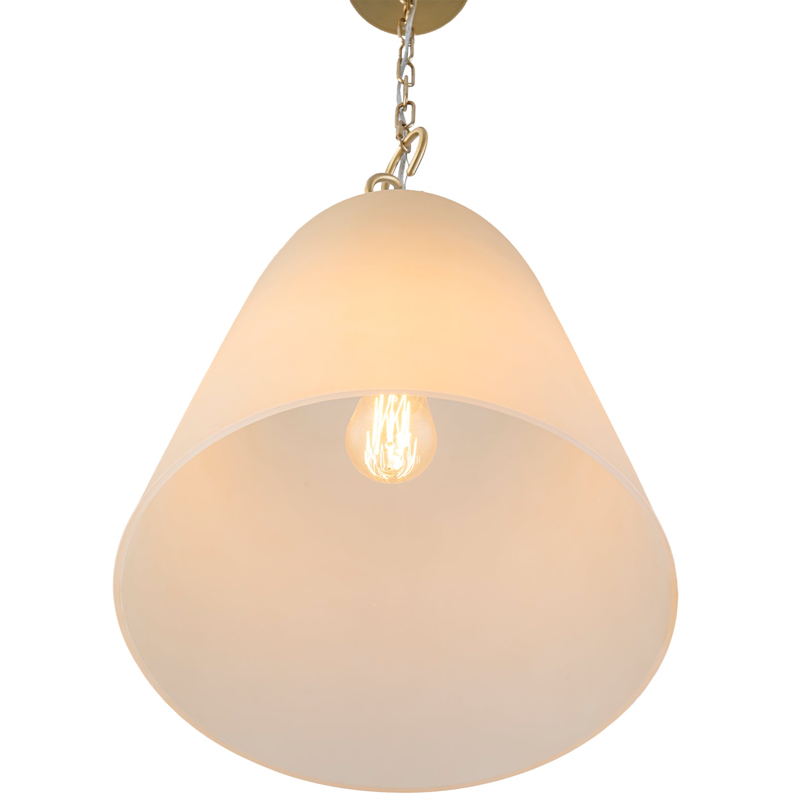 1-Light Modern Gold Bell Shaped Chandelier Hanging Light with Champagne-Colored Glass Shade for Dining Room
