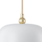 1-Light Gold Iron Semi-Domed Shape Pendant Light with Matte White Metal Shade Hollow Out Design for Living Room