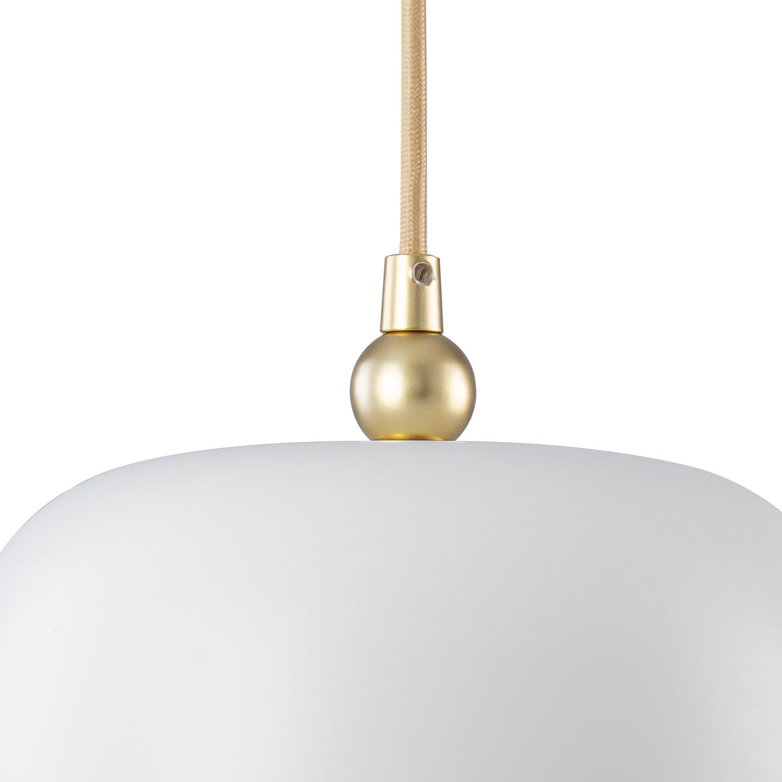 1-Light Gold Iron Semi-Domed Shape Pendant Light with Matte White Metal Shade Hollow Out Design for Living Room