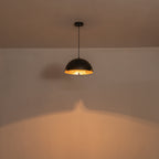 14.96 in. 1-Light Industrial Metal Black/White Dome Pendant Light with Iron Shade for Dining Rooms, Kitchens