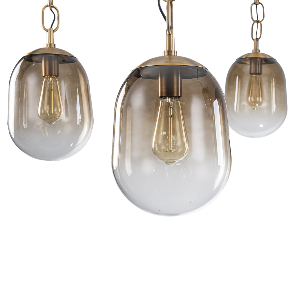 5/7-Light 2/3-Tier Antique Gold Metal Chandelier Pendant with Oval Glass Shades for Living Room, Kitchen Island