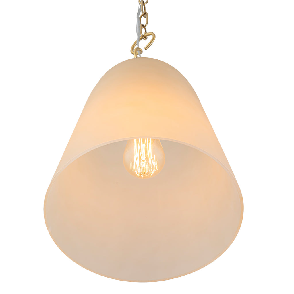 1-Light Modern Gold Bell Shaped Chandelier Hanging Light with Champagne-Colored Glass Shade for Dining Room