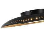 22.8 in. 1-Light Modern Industrial Black Dimmable LED Flush Mount Ceiling Light with Metal Dome Shade