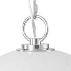 Chrome Modern Globe Hanging Pendant Light with White Bubble Glass Shade for Kitchen Island, Dining