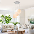 Chrome Modern Globe Hanging Pendant Light with White Bubble Glass Shade for Kitchen Island, Dining