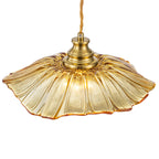 11.02 in. 1-Light Modern Pink Hanging Pendant Light with Flower Shaped Glass Shade for Bedroom, Kitchen Island