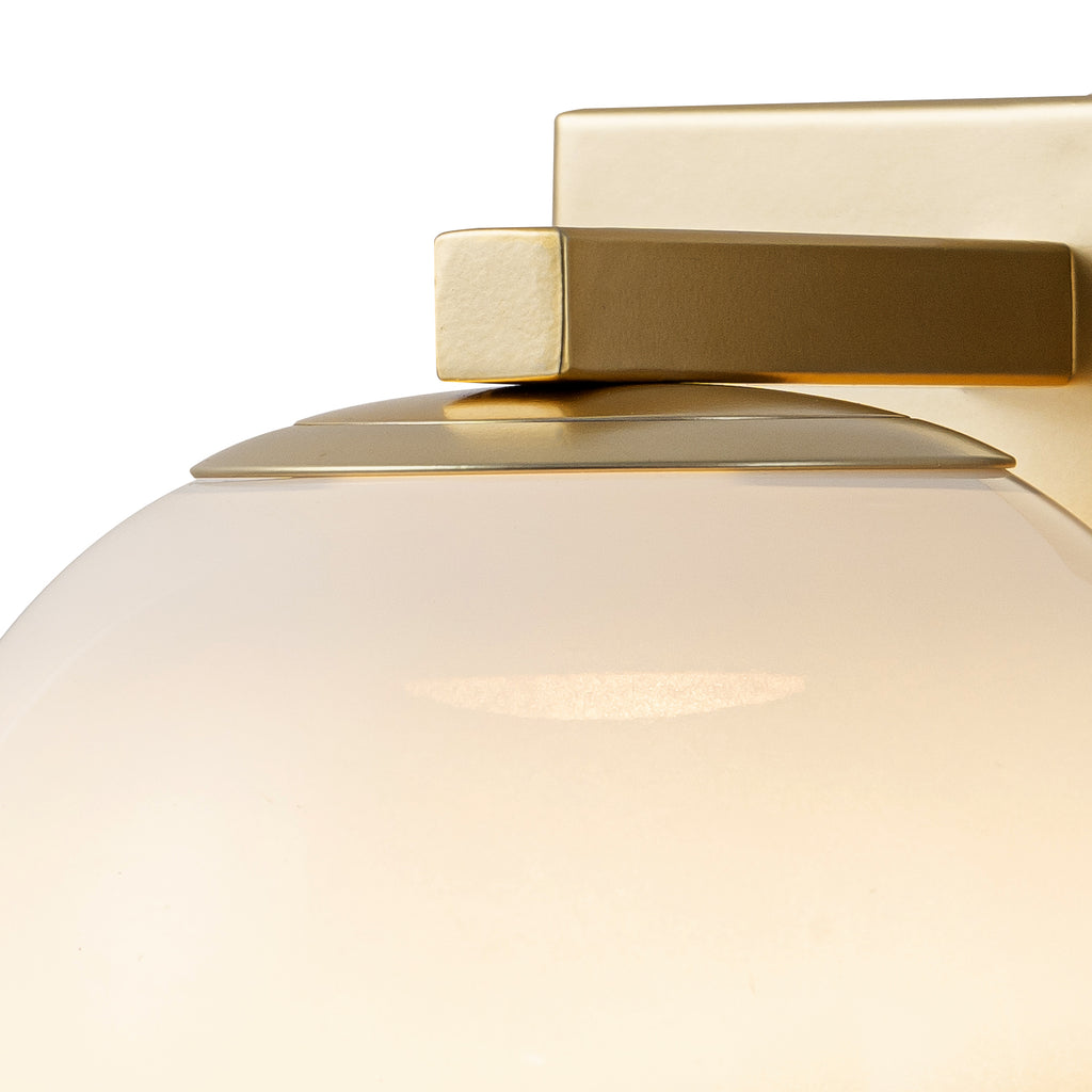 5.9 in. 1-Light Modern Gold Globe Integrated LED Wall Sconce Light with White Glass Shade for Bathroom Hallway
