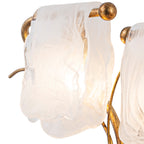 16.14 in. 2-Light Antique Gold Wall Sconce with Clouded Glass Shade, Bedroom Living Room Wall Light