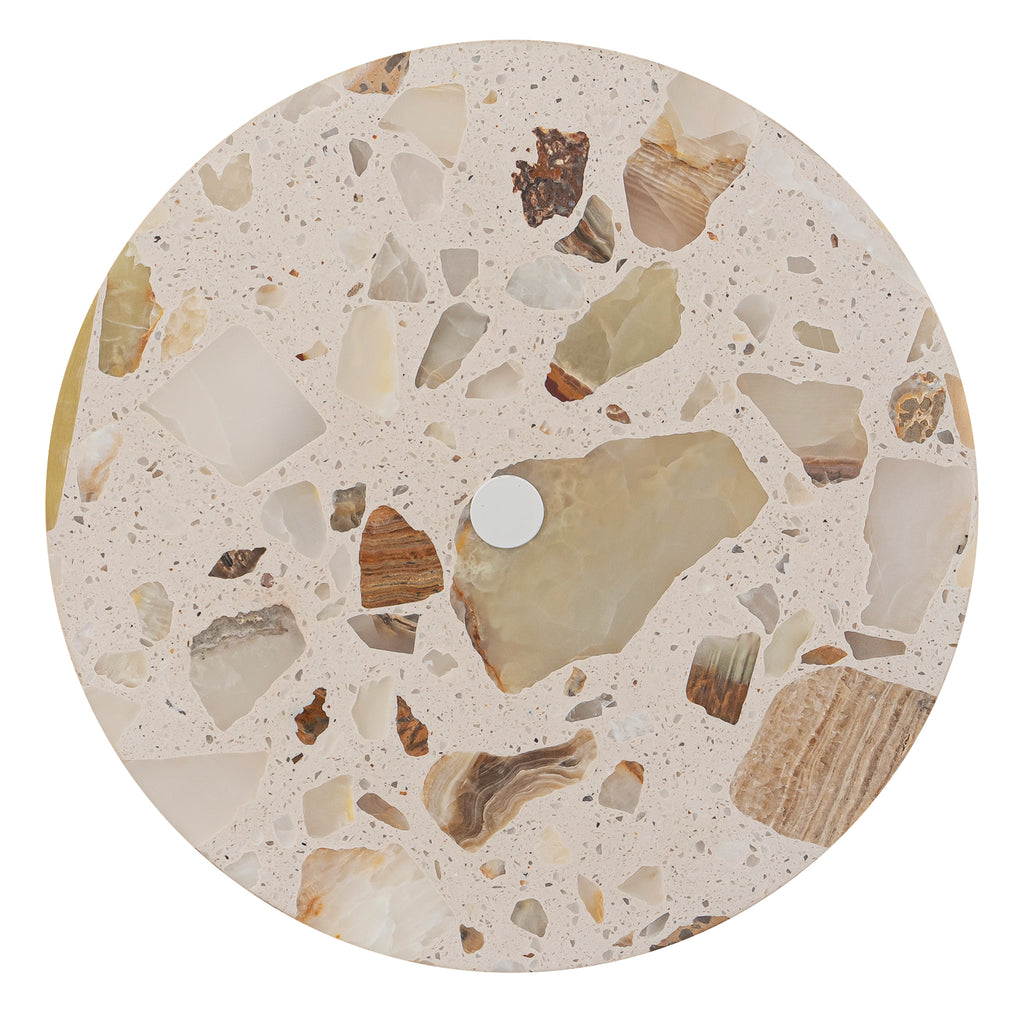 8.07 in. 1-Light Modern Round Dimmable LED Wall Sconce Light with Mable Terrazzo Shade for Bedroom Foyer Hallway