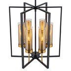 17.72 in. 6-Light Industrial Black Iron Geometric Chandelier with Clear Glass Shades for Kitchen Island Foyers Hallway