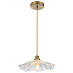 11.02 in. 1-Light Modern Pink Hanging Pendant Light with Flower Shaped Glass Shade for Bedroom, Kitchen Island