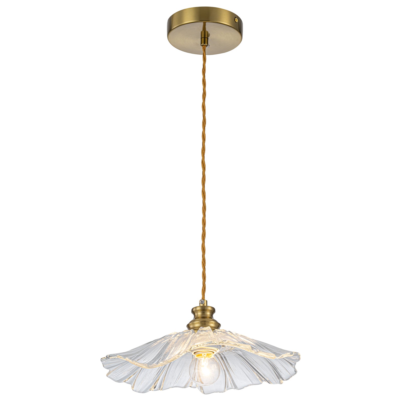 11.02 in. 1-Light Modern Pink Hanging Pendant Light with Flower Shaped Glass Shade for Bedroom, Kitchen Island
