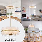 20.47 in. 5-Lights Modern Brass Metal Round Chandelier with Cloud Texture Glass for Dining Room