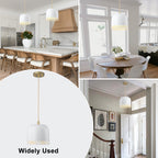 1-Light Gold Iron Semi-Domed Shape Pendant Light with Matte White Metal Shade Hollow Out Design for Living Room